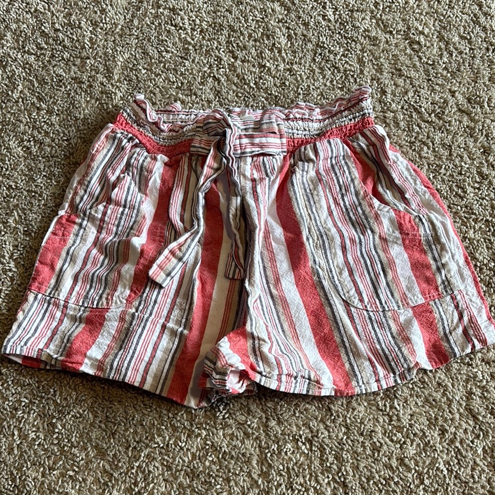 Jolt High Waist Red and White Striped Shorts